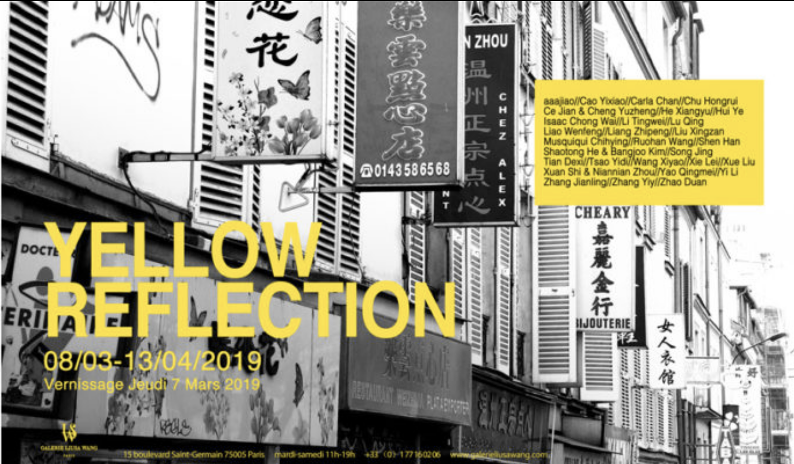 "Yellow reflection", exposition collective et manifestation 2019, Galerie Liusa Wang