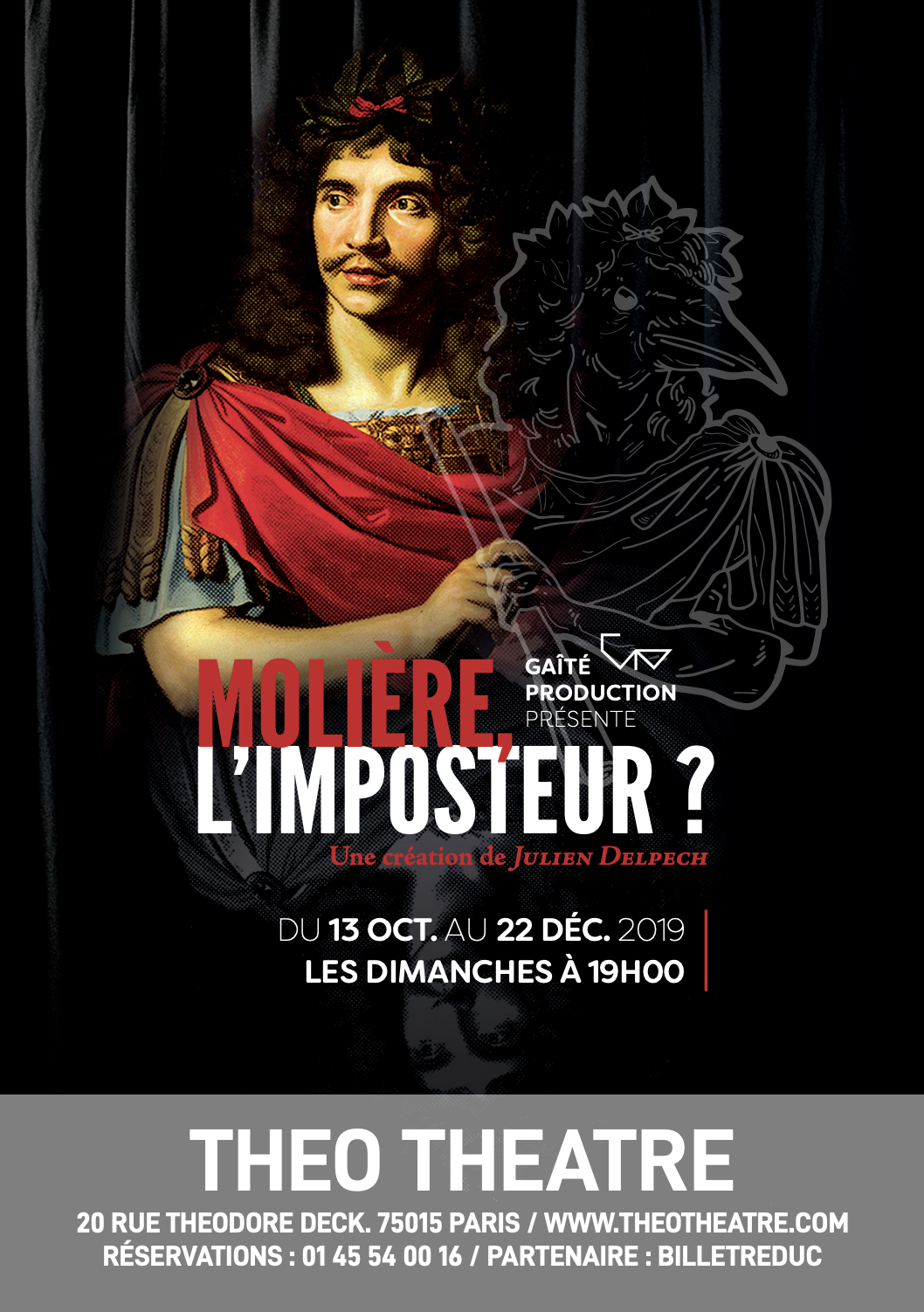Compagnie Gaîté Production, "Molière, L'imposteur ?", création 2019, Théo Théâtre, Paris 15ème, 2019